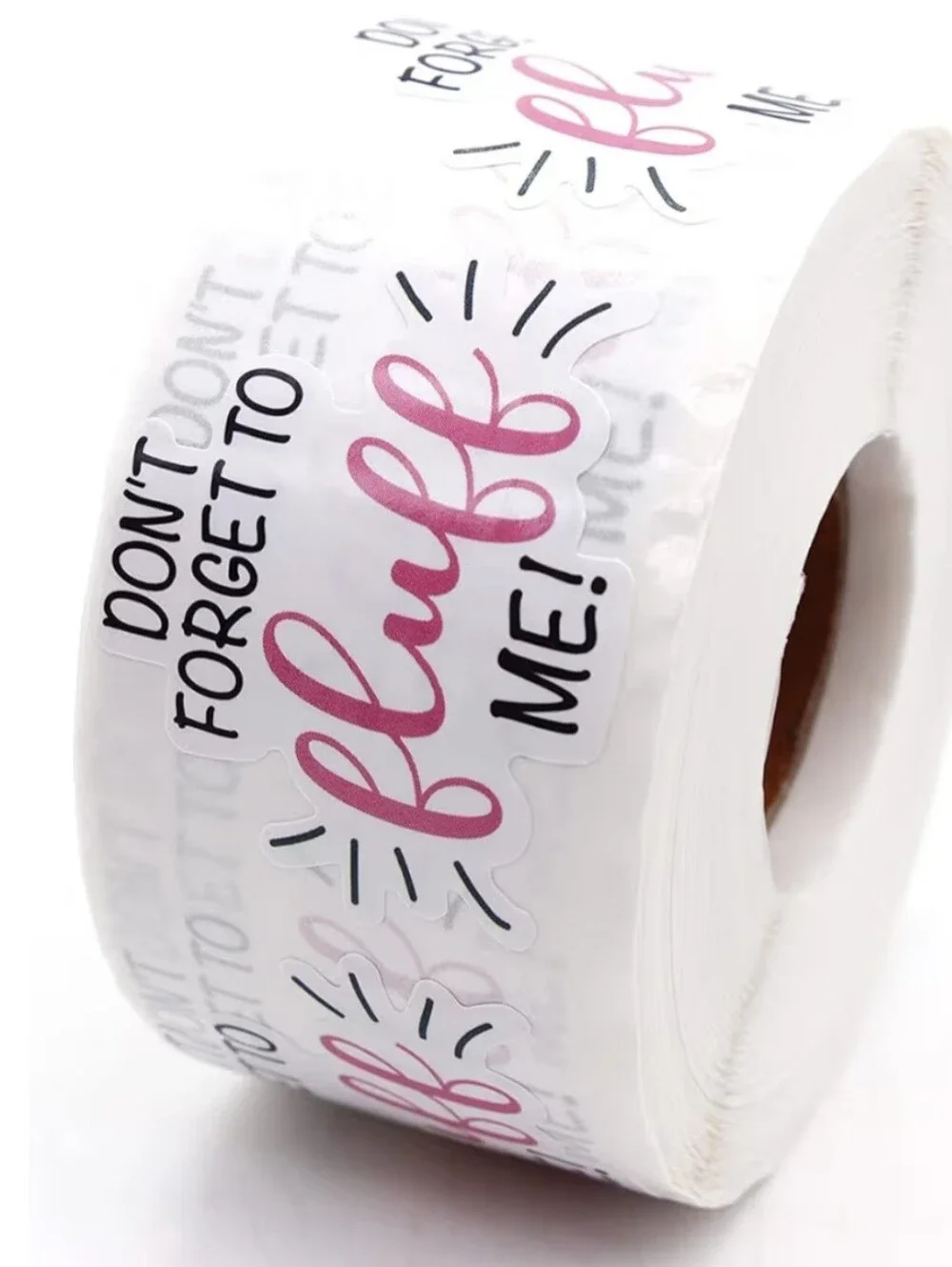 Don't Forget to Fluff Me! Decorative 500 Sticker Roll - White & Pink